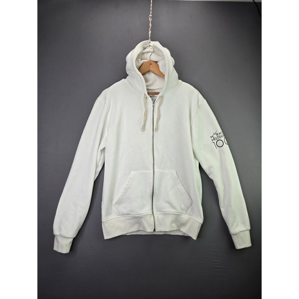Beachbody Hoodie Morning Meltdown 100 Zip Up Medium White Graphic Made in USA